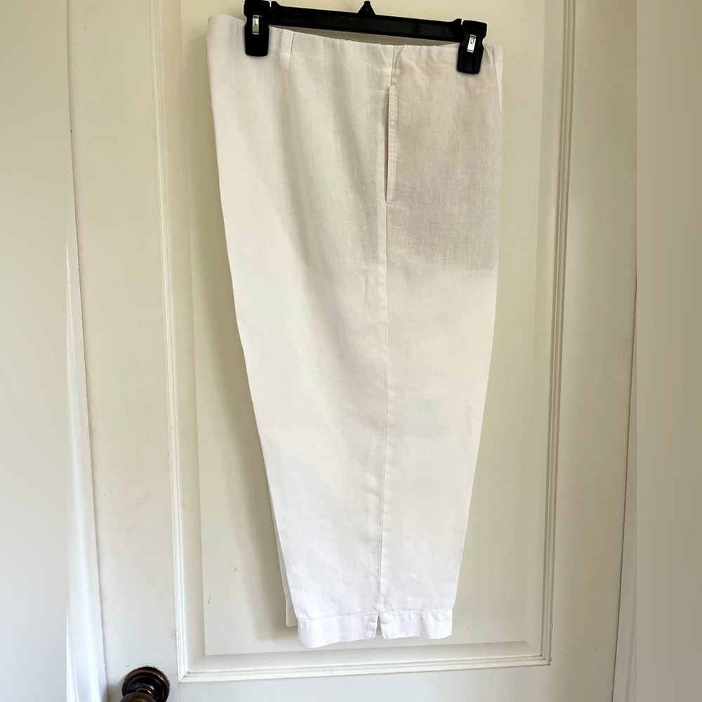 Pure Jill 100%linen white slim cropped pants size L.